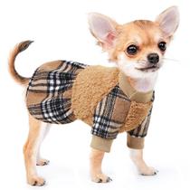 Suéter para Cachorro Kosiyi XS Vestido Quentinho de Fleece Xadrez Caqui Suéter para Cachorro Kosiyi XS Vestido Quentinho de Fleece Xadrez Caqui