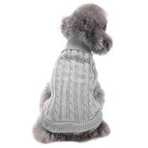 Suéter para cães CHBORCHICEN, roupas de inverno tricotadas (médio, cinza)