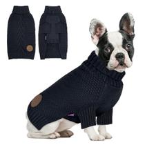Suéter para cães cyeollo, gola alta, roupas de inverno tricotadas