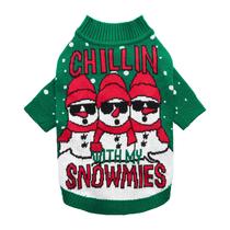 Suéter para cães Fitwarm Chillin with Snowmies Small Green