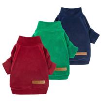 Suéter para cães Fitwarm, pacote com 3, lã, pequeno, verde bordô, azul marinho