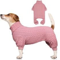Suéter para cães Jamktepat de gola alta tricotado para cães grandes, rosa