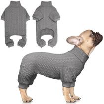 Suéter para cães Jamktepat de gola alta tricotado para cães pequenos, cinza