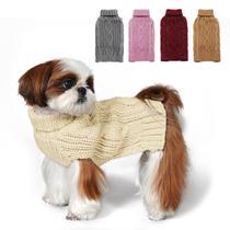 Suéter para cães KYEESE de gola alta tricotado para cães pequenos, bege Suéter para cães KYEESE de gola alta tricotado para cães pequenos, bege