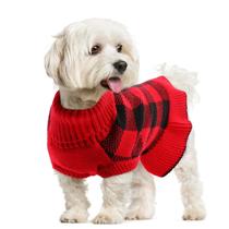 Suéter para cães LelePet Warm Turtlenneck, vestido xadrez vermelho M