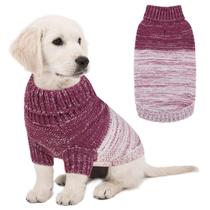 Suéter para cães Queenmore, pulôver de malha, gola alta, roxo, XL