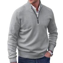 Suéter para Hombre WLLhxyx con Cremallera al Cuarto, Ajuste Slim y Cuello Alto Simulado