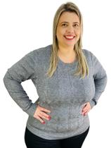 Sueter Plus Size Feminino Trico Desenhado Relevo 658053 - Facinelli