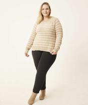 Suéter Plus Size Feminino Tricô Listrado Marisa-70970 Suéter Plus Size Feminino Tricô Listrado Marisa-70970