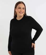 Suéter Plus Size Feminino Tricô Pérolas Marisa Preto-53465 Suéter Plus Size Feminino Tricô Pérolas Marisa Preto-53465
