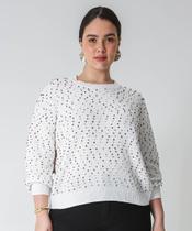 Suéter Plus Size Feminino Tricô Poá Marisa Off White