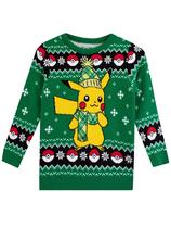 Suéter Pokémon Pikachu Christmas para meninos verde tamanho 7