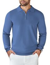 Suéter Polo COOFANDY com zíper e manga comprida para homens