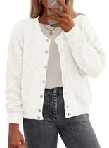 Suéter PRETTYGARDEN 2025 Outono Botões Branco XXL