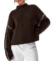 Suéter PRETTYGARDEN 2025 Outono Gola Alta Tricô Grosso XL