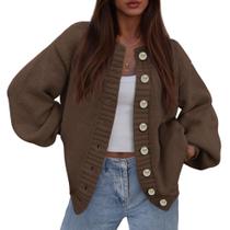 Suéter PRETTYGARDEN 2025 Tricô Grosso Marrom XXL