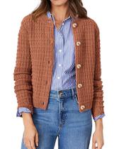 Suéter PRETTYGARDEN Cardigã Feminino Marrom de Tricô Tamanho P