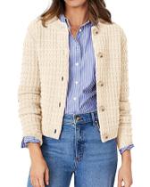 Suéter PRETTYGARDEN Cardigan de Tricô Bege Médio Feminino Suéter PRETTYGARDEN Cardigan de Tricô Bege Médio Feminino
