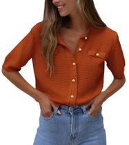 Suéter PRETTYGARDEN com Botões Vermelho Tijolo Médio Suéter PRETTYGARDEN com Botões Vermelho Tijolo Médio