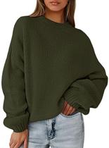 Suéter PRETTYGARDEN Feminino Oversized de Tricô Grosso Verde Militar Suéter PRETTYGARDEN Feminino Oversized de Tricô Grosso Verde Militar