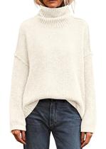 Suéter PRETTYGARDEN Gola Alta Manga Longa Oversized XL Branco Suéter PRETTYGARDEN Gola Alta Manga Longa Oversized XL Branco