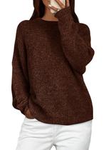 Suéter PRETTYGARDEN Marrom Escuro Gola Careca Modelagem Solta P
