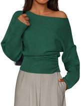 Suéter PRETTYGARDEN Ombro Caído Manga Morcego Verde P
