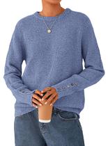 Suéter PRETTYGARDEN Outono 2025 Feminino Casual Confortável Azul X-GG