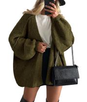 Suéter PRETTYGARDEN Outono 2025 Manga Lanterna Verde Militar G Suéter PRETTYGARDEN Outono 2025 Manga Lanterna Verde Militar G