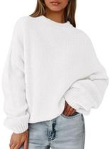 Suéter PRETTYGARDEN Oversized Outono Inverno Branco Médio Suéter PRETTYGARDEN Oversized Outono Inverno Branco Médio