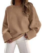 Suéter PRETTYGARDEN Oversized Peludo Gola Careca Caqui GG Suéter PRETTYGARDEN Oversized Peludo Gola Careca Caqui GG