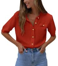 Suéter PRETTYGARDEN Rojo Óxido con Pequeños Botones Talla S Suéter PRETTYGARDEN Rojo Óxido con Pequeños Botones Talla S