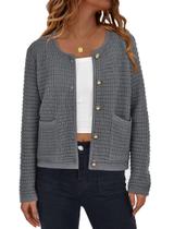 Suéter PRETTYGARDEN XL Manga Longa com Botões Cinza Suéter PRETTYGARDEN XL Manga Longa com Botões Cinza