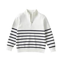 Suéter Pullover Estilo Universitário Para Meninos Com Gola Alta E Zíper Frontal Para Escola