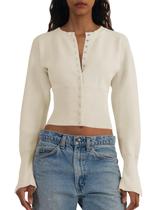 Suéter recortado Saodimallsu com decote em V para mulheres Suéter recortado Saodimallsu com decote em V para mulheres