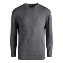 Suéter Reserva Basico Gola V Masculino Cinza Escuro