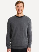 Suéter Reserva Masculino Tricot Basico Gola-V Cinza Mescla Escuro