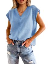 Suéter Saodimallsu com decote em V e manga curta para mulheres