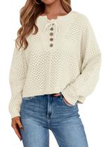 Suéter Saodimallsu Crochet Batwing de manga comprida para mulheres Suéter Saodimallsu Crochet Batwing de manga comprida para mulheres