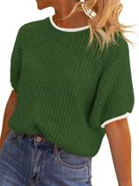 Suéter Saodimallsu de manga curta folhada para mulheres