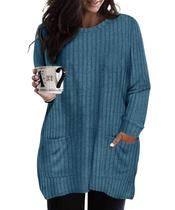 Suéter TIYOMI Plus Size para mulheres de manga comprida com decote em V XL-5XL