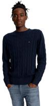 Suéter Tommy Hilfiger Cable Knit para homens azul marinho tamanho M