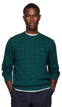Suéter Tommy Hilfiger Cable Knit para homens Cypress Green XXL Suéter Tommy Hilfiger Cable Knit para homens Cypress Green XXL