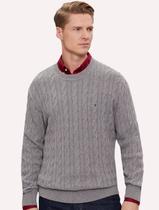 Suéter Tommy Hilfiger Masculino C-Neck Classic Cable Cinza Mescla