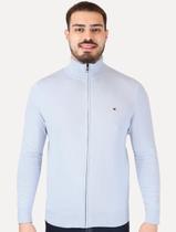 Suéter Tommy Hilfiger Masculino Essential Cotton Zip Through Azul Claro Suéter Tommy Hilfiger Masculino Essential Cotton Zip Through Azul Claro