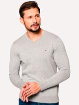 Suéter Tommy Hilfiger Masculino Signature V-Neck Cinza Mescla