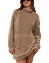 Suéter Tomosc Pulôver Chenille de gola alta para mulheres