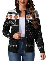 Suéter Totatuit Halloween com zíper e cardigã preto L Suéter Totatuit Halloween com zíper e cardigã preto L