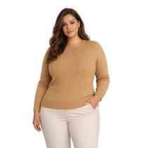 Suéter Tricô Feminino City Lady by Facinelli Plus Size 658140 Caramelo