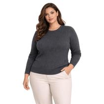 Suéter Tricô Feminino City Lady by Facinelli Plus Size 658140 Chumbo